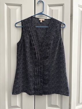 Banana Republic Navy Speckled V-Neck Sleeveless Top